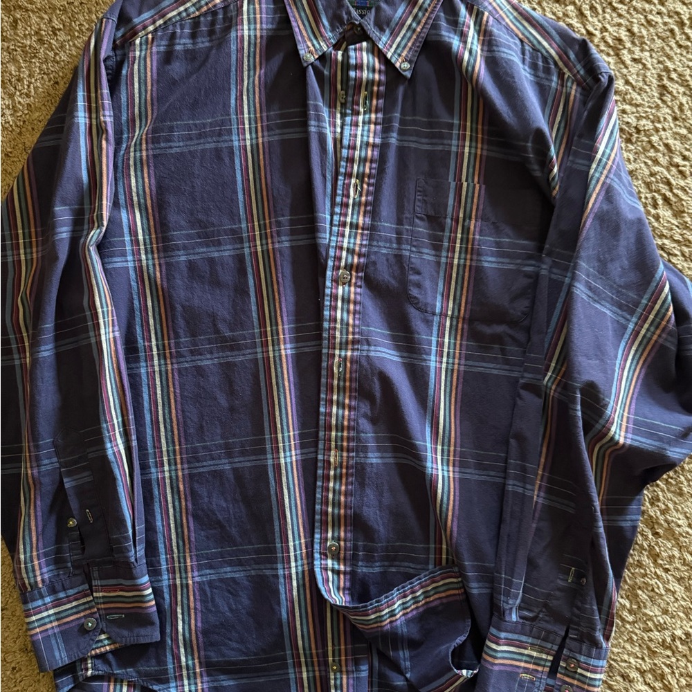 Alexander Julian Navy and Multicolor Striped Shirt